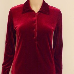 Willi Smith Velvet Red Velvet Top